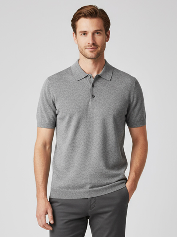 Мужское трикотажное поло серого цвета с подкладкой - FNJIA Custom Apparel Service