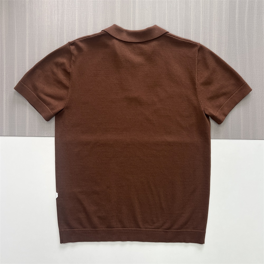 Мужская минималистичная трикотажная рубашка поло цвета какао коричневого цвета с индивидуальным дизайном приталенного кроя и планки