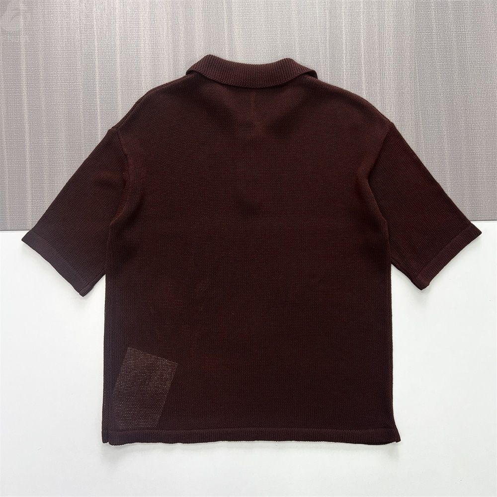Мужское поло из фактурного трикотажа бордового цвета - FNJIA Custom Apparel Service