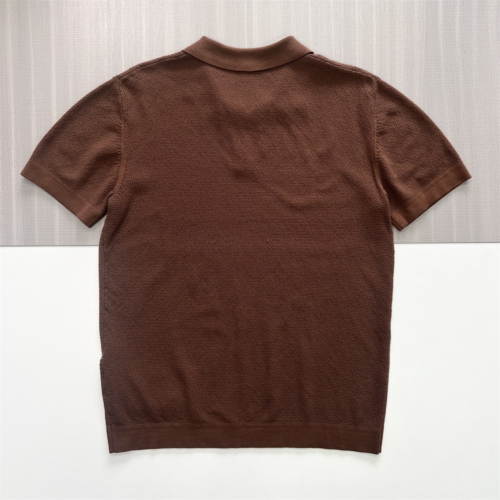 Мужская рубашка поло из вафельного трикотажа цвета мокко коричневого цвета с индивидуальной дышащей текстурой