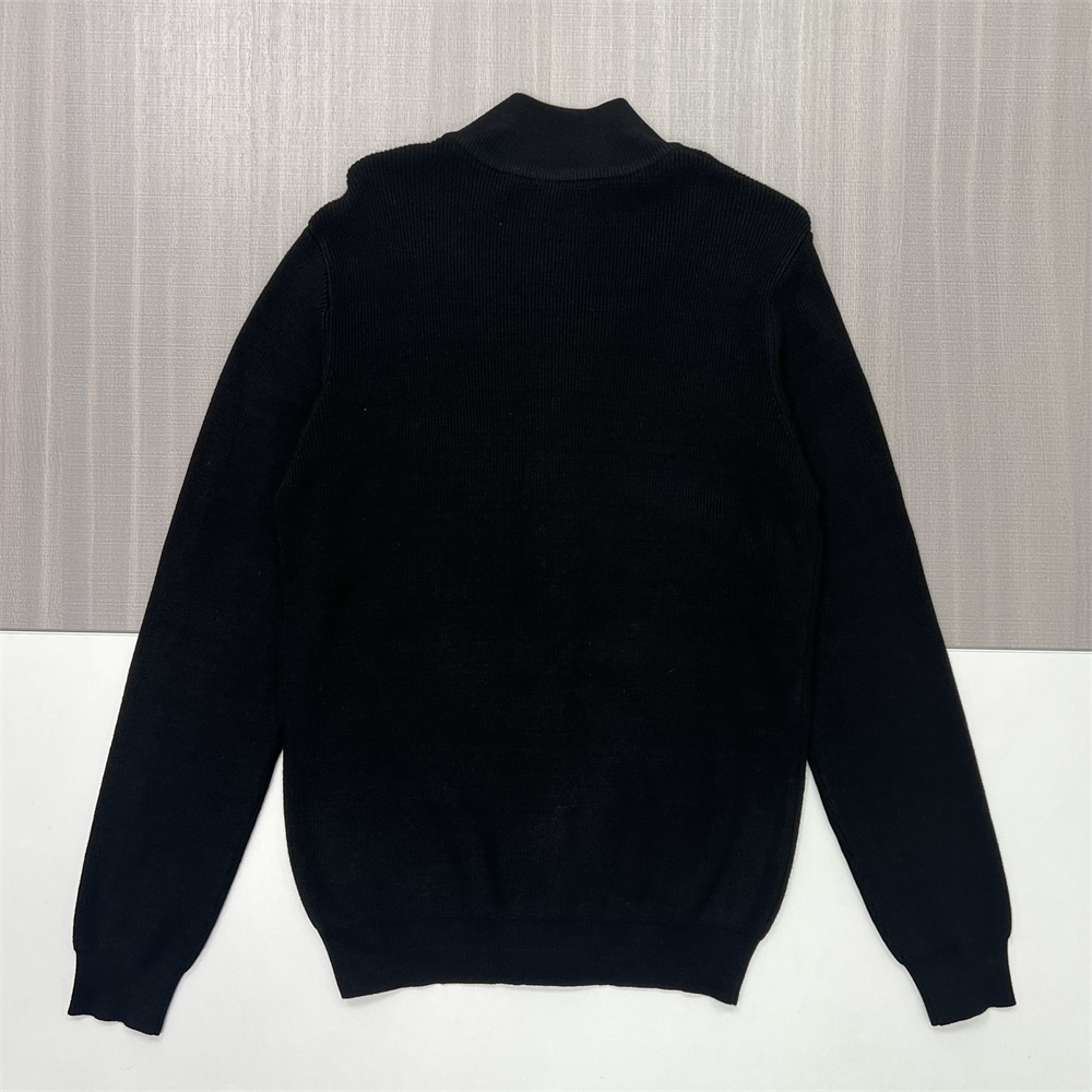 Мужская черная куртка из трикотажа в рубчик с воротником-стойкой на молнии - Индивидуальный приталенный дизайн