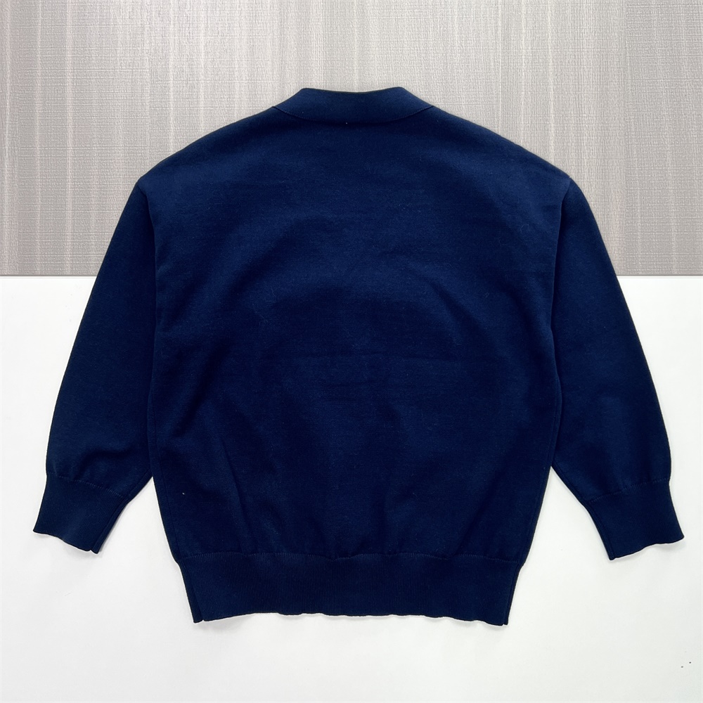 Мужской темно-синий вязаный кардиган с V-образным вырезом - Индивидуальный дизайн свободного кроя