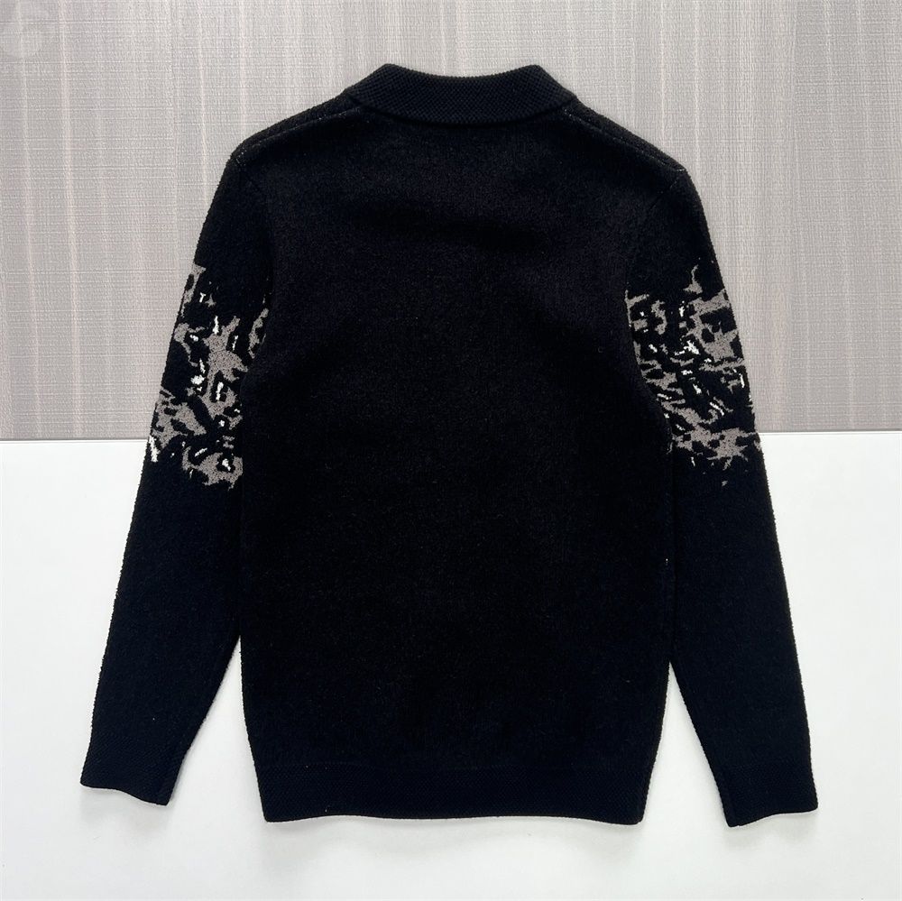 Мужская вязаная куртка-бомбер с абстрактным рисунком черного и серебристого цветов, застегивающаяся на молнию по индивидуальному заказу