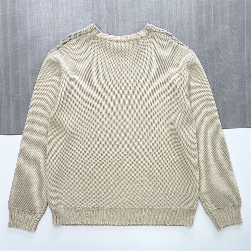 Мужской бежевый свитер вязаный с круглым вырезом "Foundation Bulldogs" с графическим рисунком - Индивидуальный студенческий дизайн