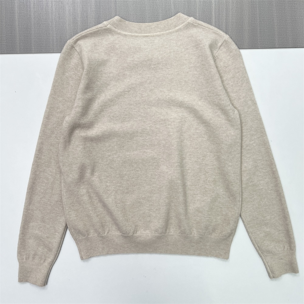 Мужской бежевый минималистичный вязаный свитер с круглым вырезом - Лаконичный дизайн на заказ