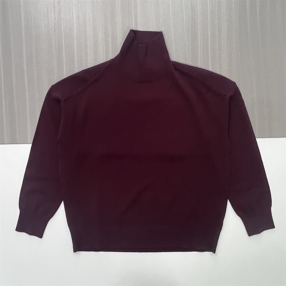 Мужской вязаный свитер-водолазка бордового цвета с высоким воротом - Индивидуальный дизайн свободного кроя