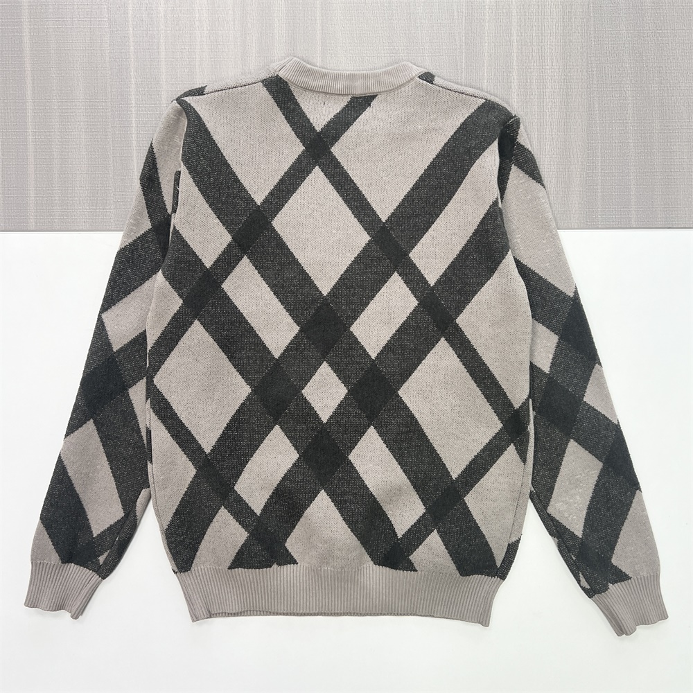 Мужской светло-бежевый и черный вязаный свитер с круглым вырезом в стиле Аргайл - классический дизайн на заказ