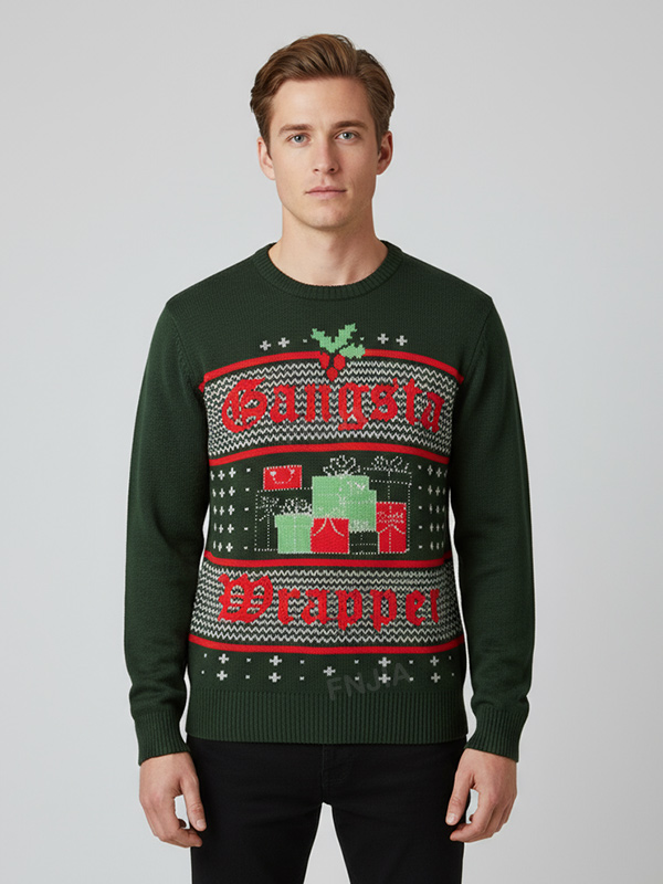 Мужской рождественский вязаный свитер 