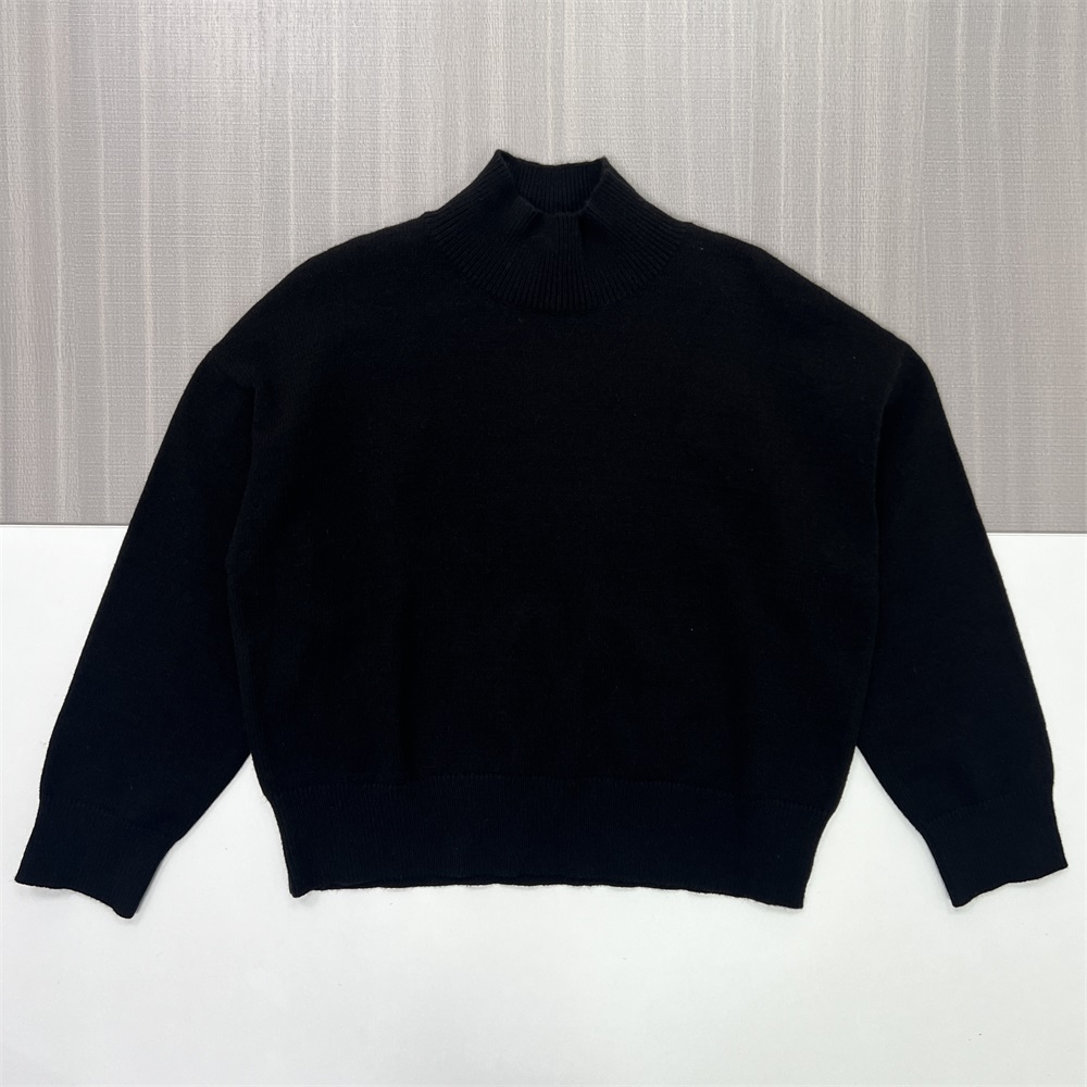 Мужской черный вязаный свитер-водолазка оверсайз с высоким воротом - индивидуальный дизайн свободного кроя