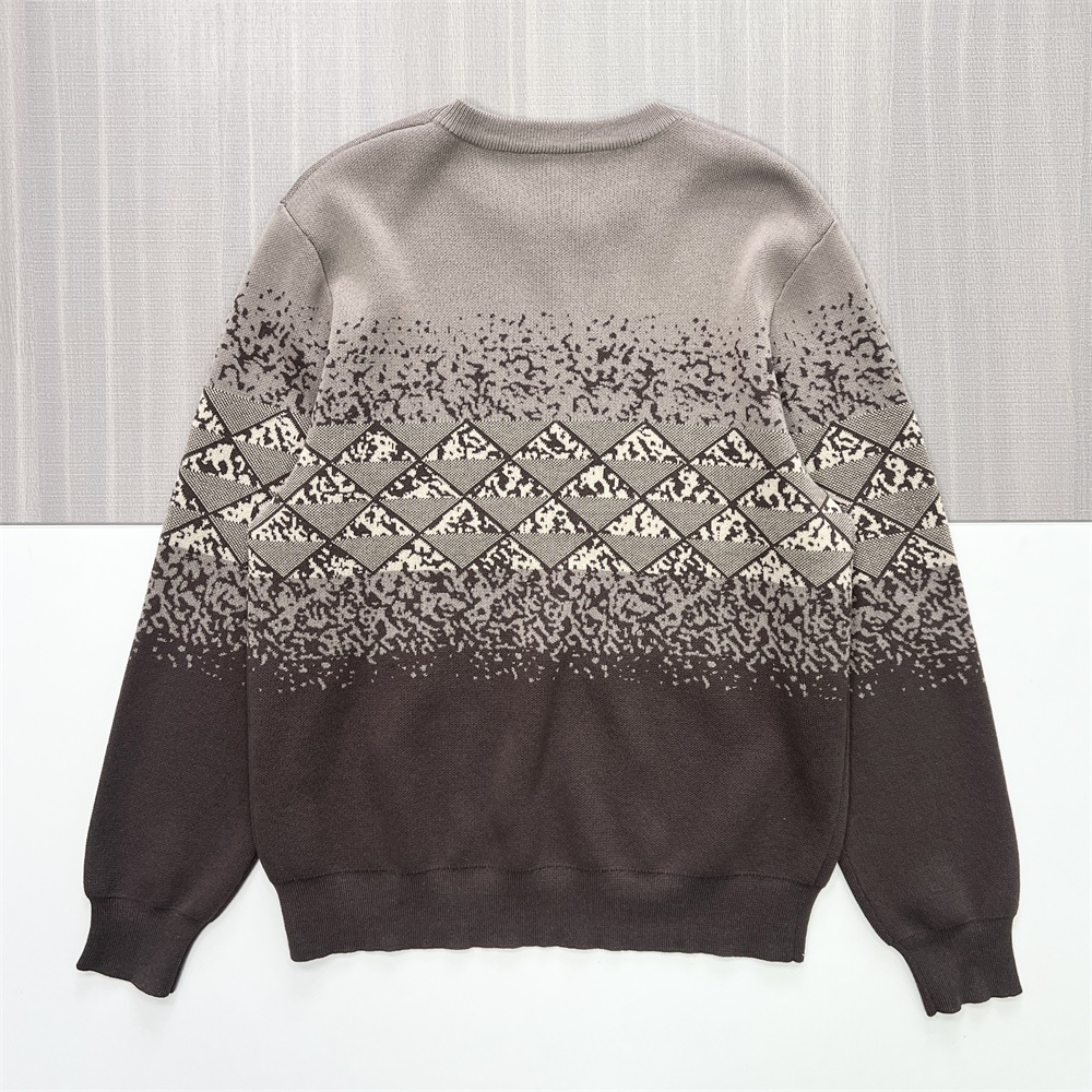 Мужской вязаный свитер с круглым вырезом и рисунком Омбре - индивидуальный дизайн в стиле Аргайл и Спекл