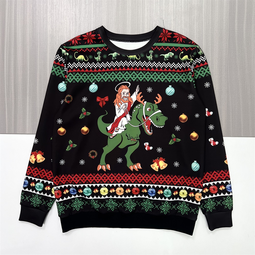 Мужская черная юмористическая рождественская толстовка с графическим рисунком - Индивидуальный праздничный дизайн