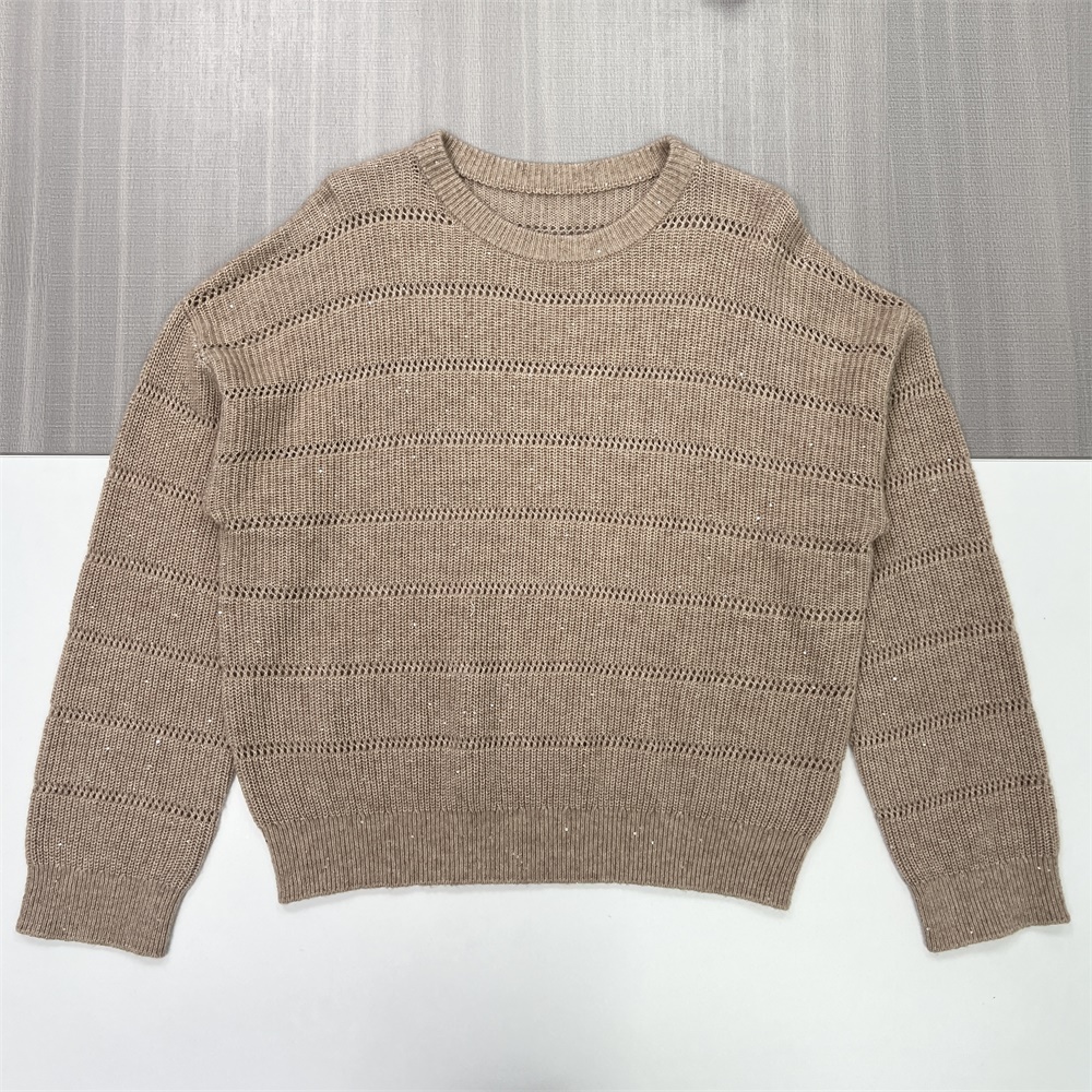 Мужской вязаный свитер Camel с открытой полоской - Индивидуальный дизайн свободного кроя