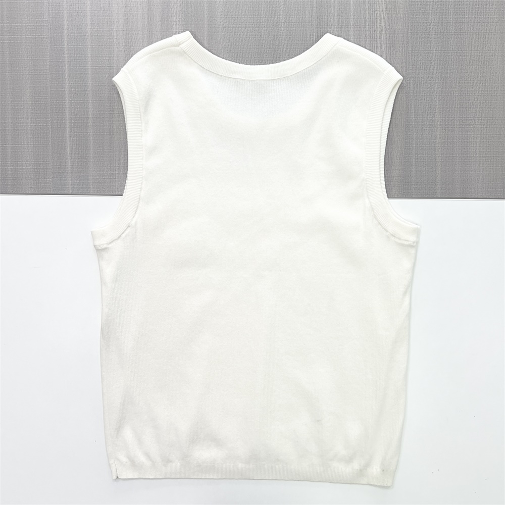 Женский белый трикотажный топ без рукавов с круглым вырезом в рубчик - индивидуальный минималистский дизайн