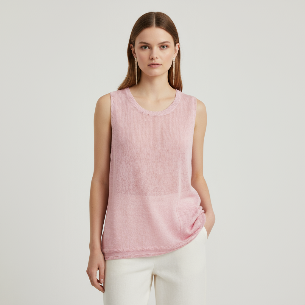 Женский топ без рукавов из прозрачного трикотажа Blush - индивидуальный легкий дизайн