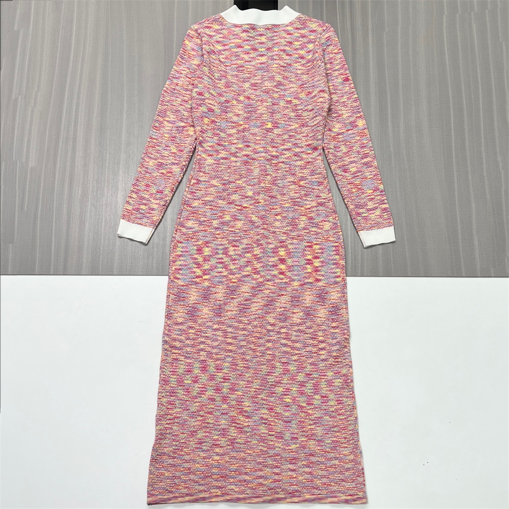 Женское платье миди из многоцветного твидового трикотажа с контрастной отделкой - Классический элегантный дизайн на заказ