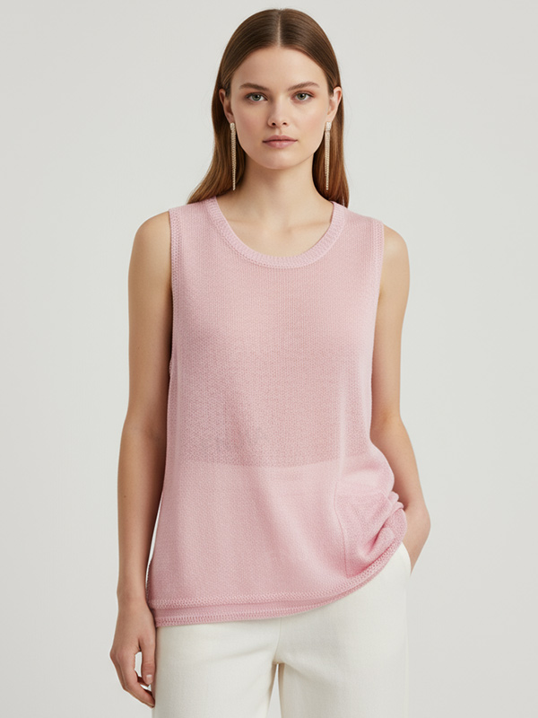 Женский топ без рукавов из прозрачного трикотажа Blush - индивидуальный легкий дизайн