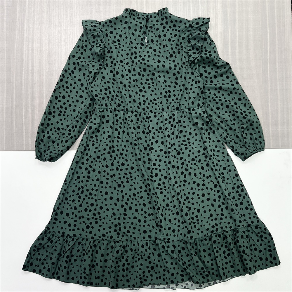 Женское бирюзовое платье миди с оборками и леопардовым принтом - индивидуальный романтический дизайн