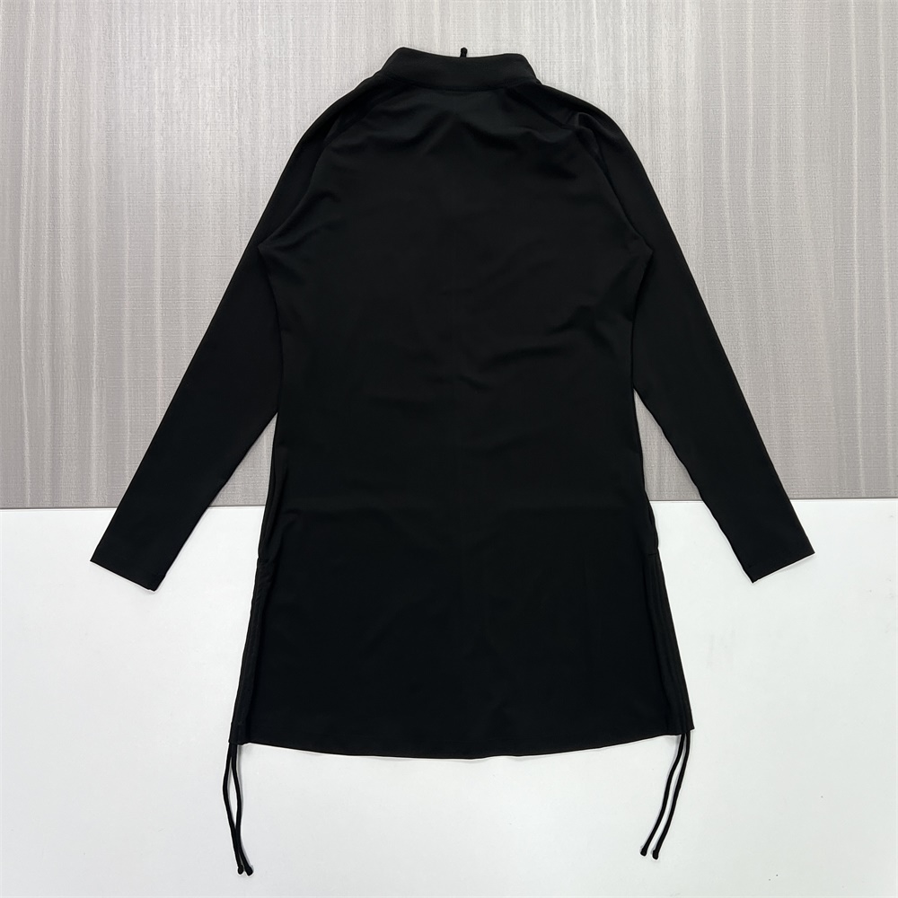 Женское черное миди-платье на молнии с завязками по низу - Индивидуальный современный Универсальный дизайн