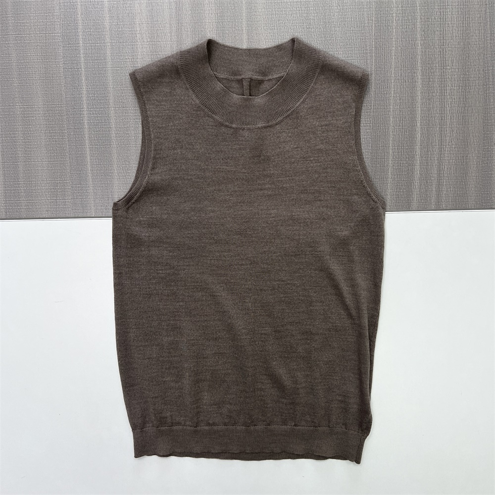 Женский вязаный жилет без рукавов с имитацией шеи темно-серого цвета - индивидуальный изысканный многослойный дизайн