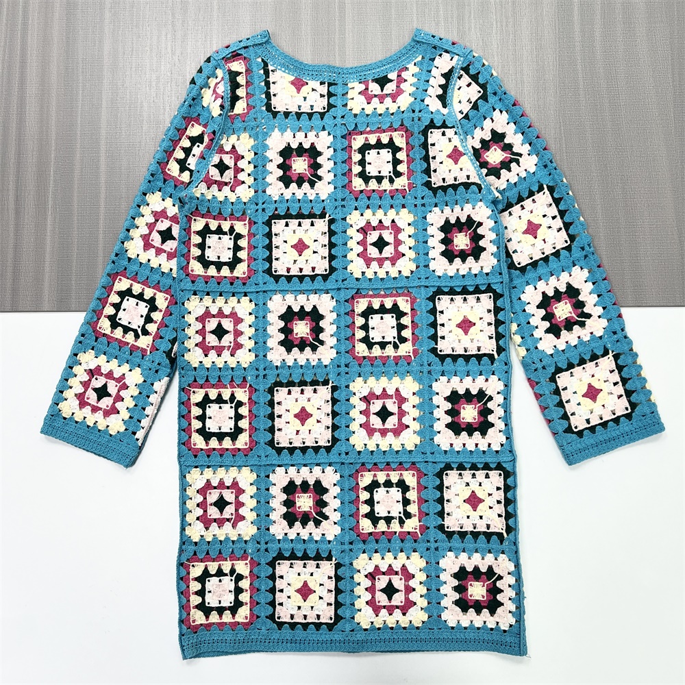 Женский бирюзовый кардиган Granny Square крючком - повседневная верхняя одежда в богемном стиле на заказ