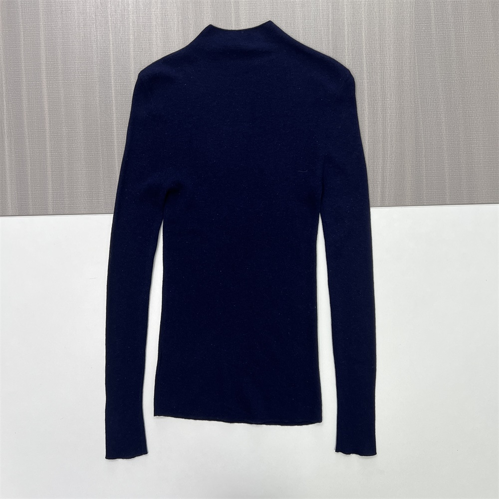 Женский приталенный свитер-водолазка в рубчик темно-синего цвета - Универсальная базовая одежда на заказ