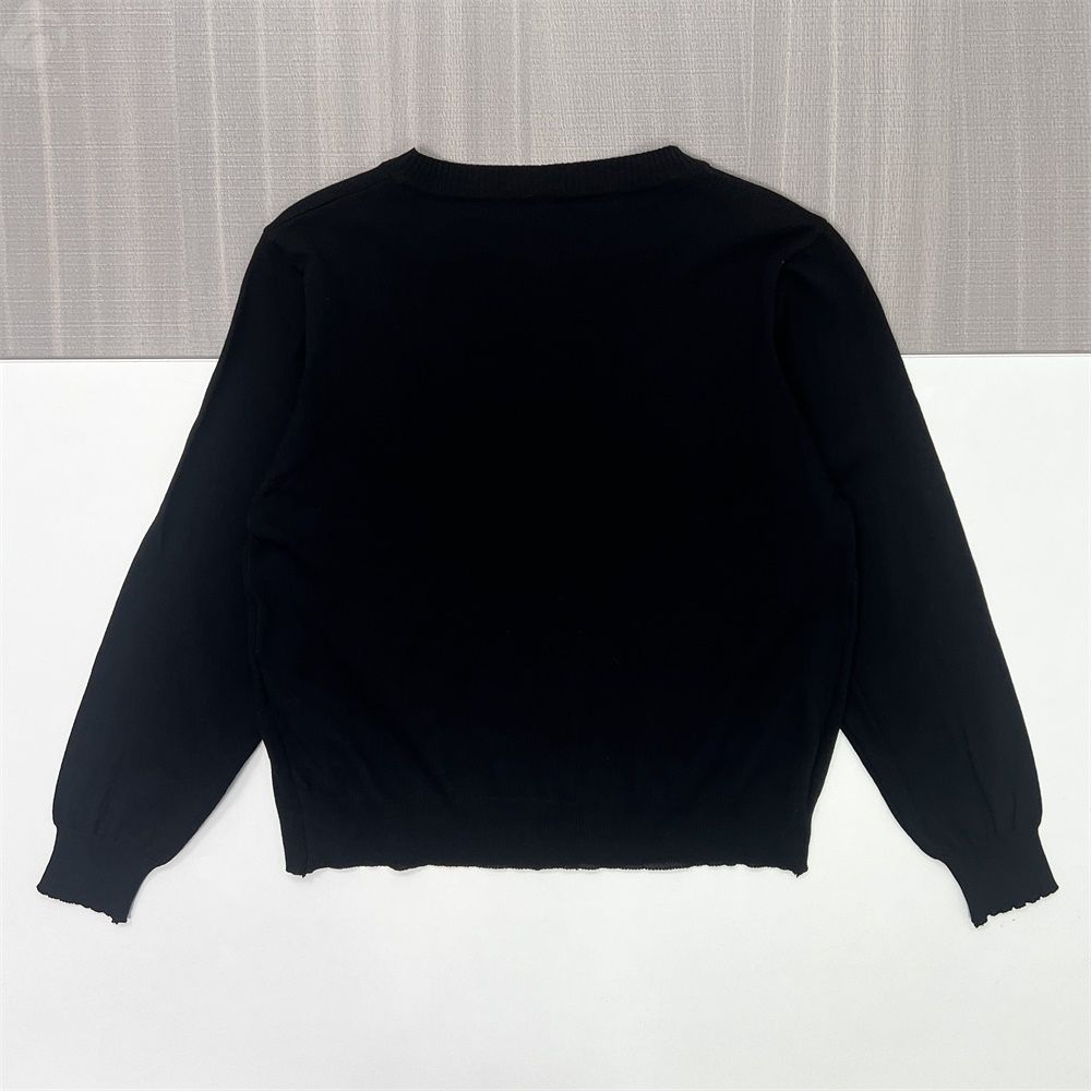 Женский черный вязаный кардиган с жемчужными сердечками - Игривая одежда на заказ