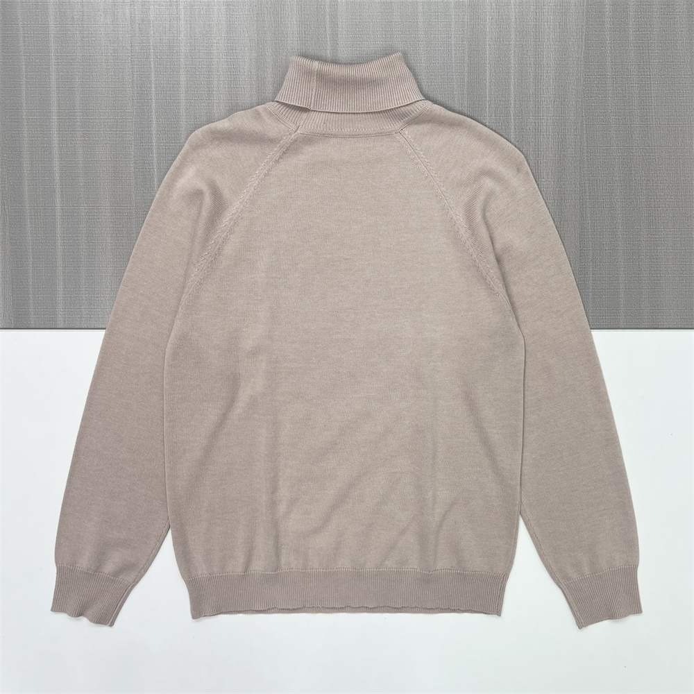 Женский бежевый свитер-водолазка с высоким воротом, вязаный спицами и ажурными деталями - Элегантная повседневная одежда на заказ