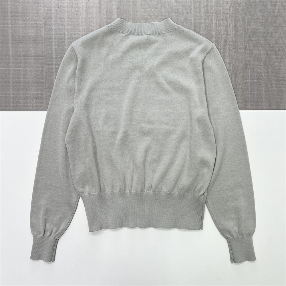 Женский светло-серый фирменный свитер с длинными рукавами и V-образным вырезом, украшенный индивидуальным логотипом, Повседневная одежда