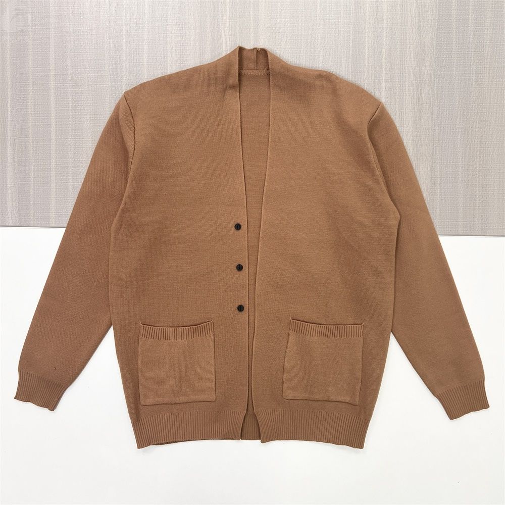 Женский вязаный кардиган Camel Oversize с V-образным вырезом и карманами - повседневная одежда в стиле минимализма на заказ