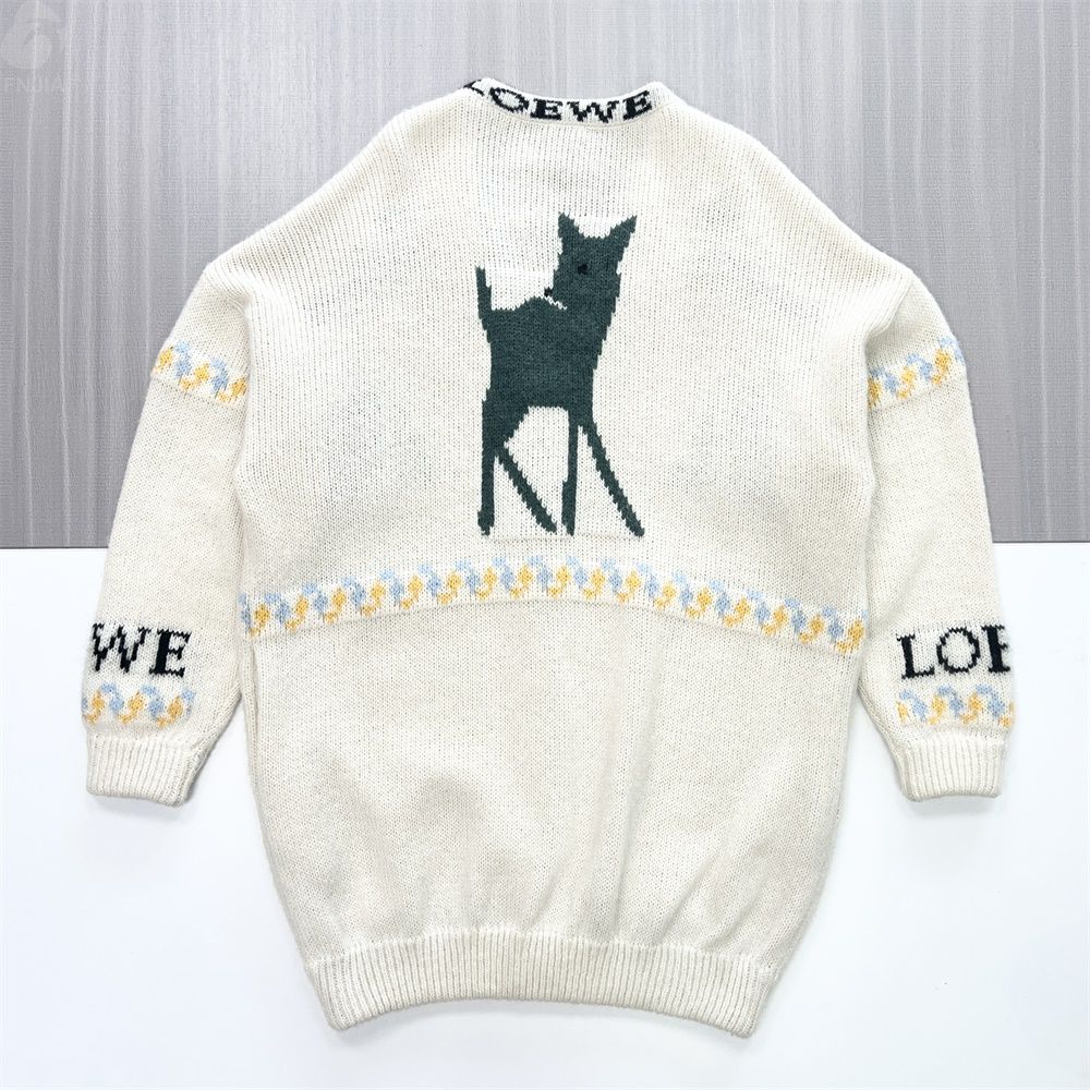 Женский вязаный кардиган кремового цвета с оленем и логотипом Intarsia - Необычная одежда на заказ