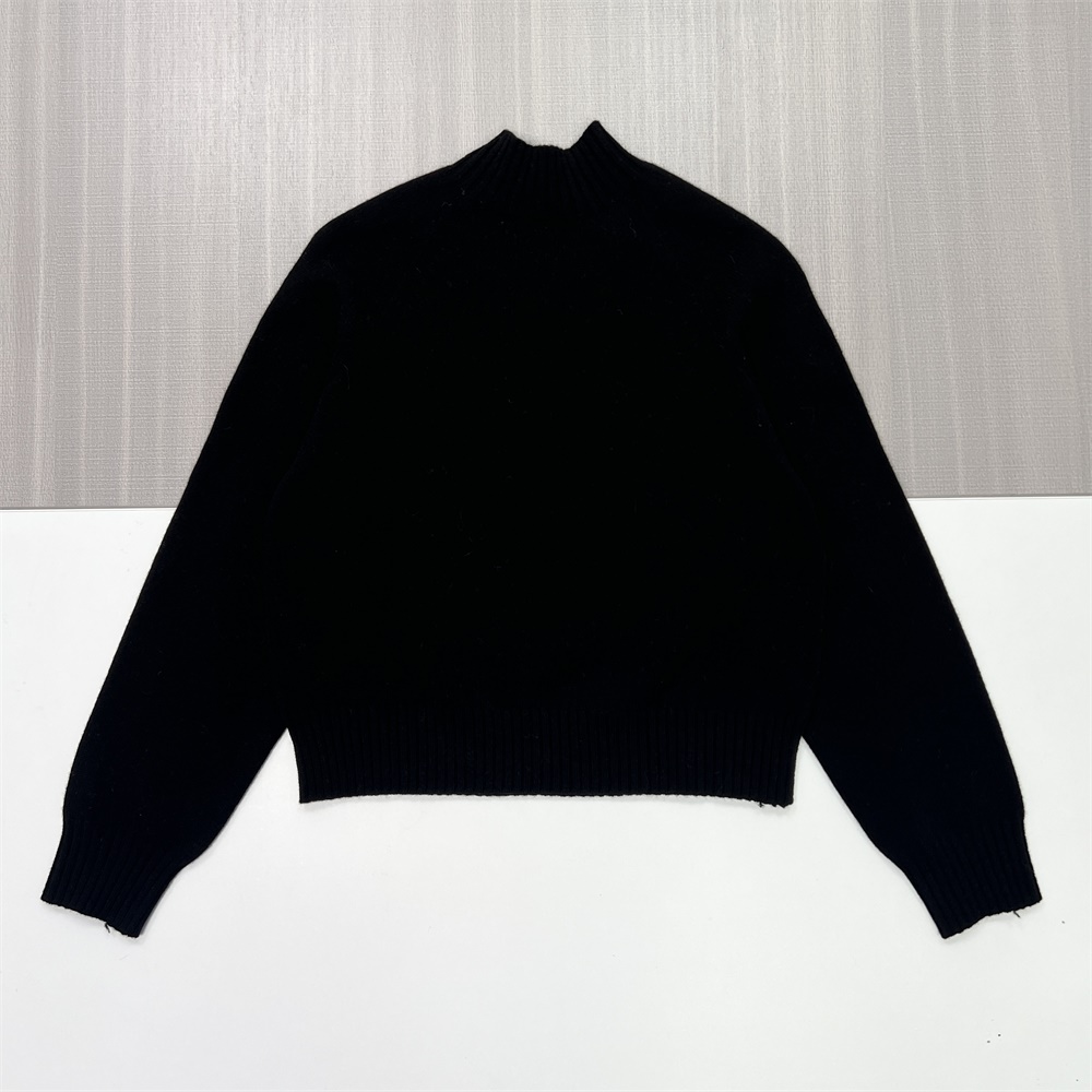 Женский черный укороченный свитер с имитацией шеи с тонкой текстурой - современная повседневная одежда на заказ