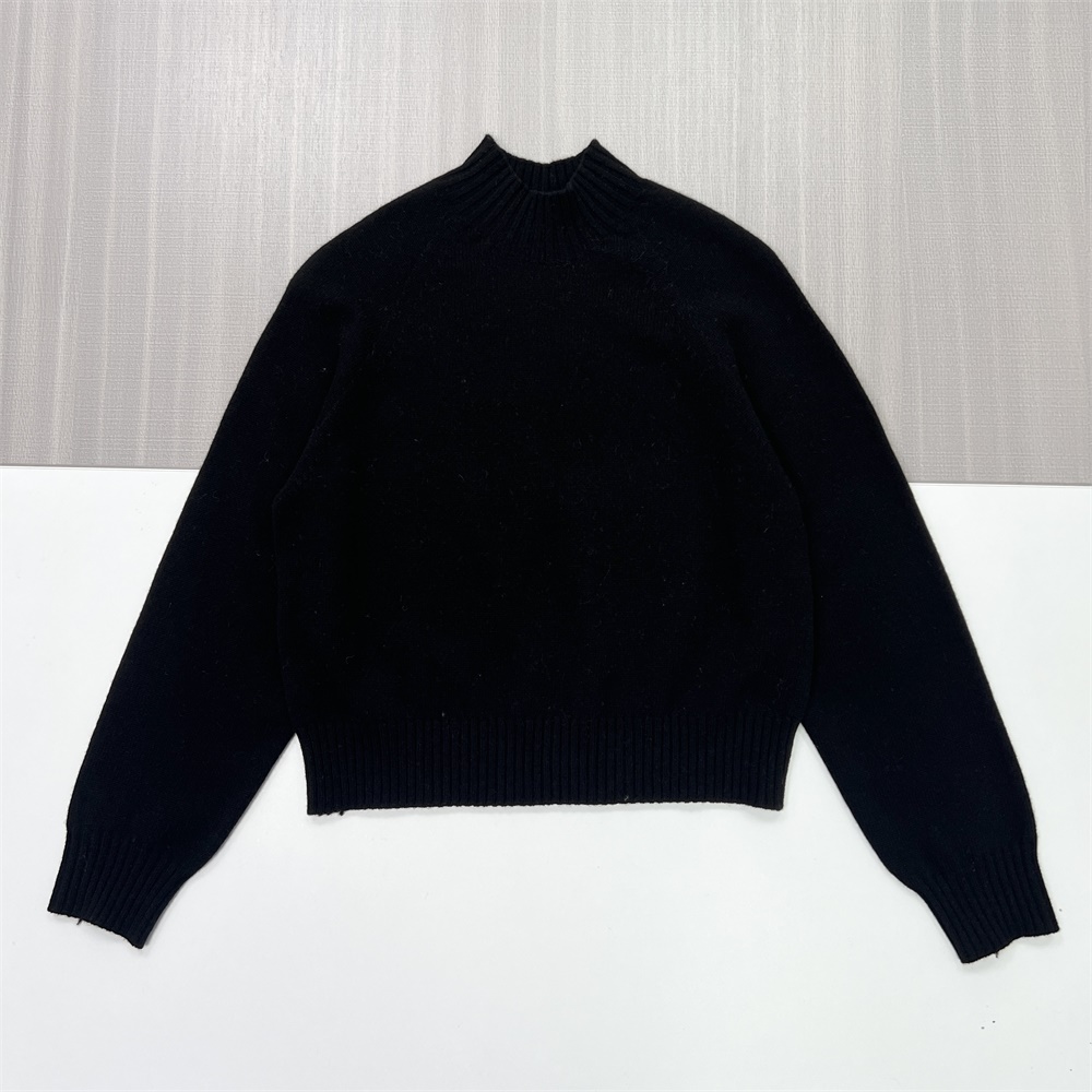 Женский черный укороченный свитер с имитацией шеи с тонкой текстурой - современная повседневная одежда на заказ