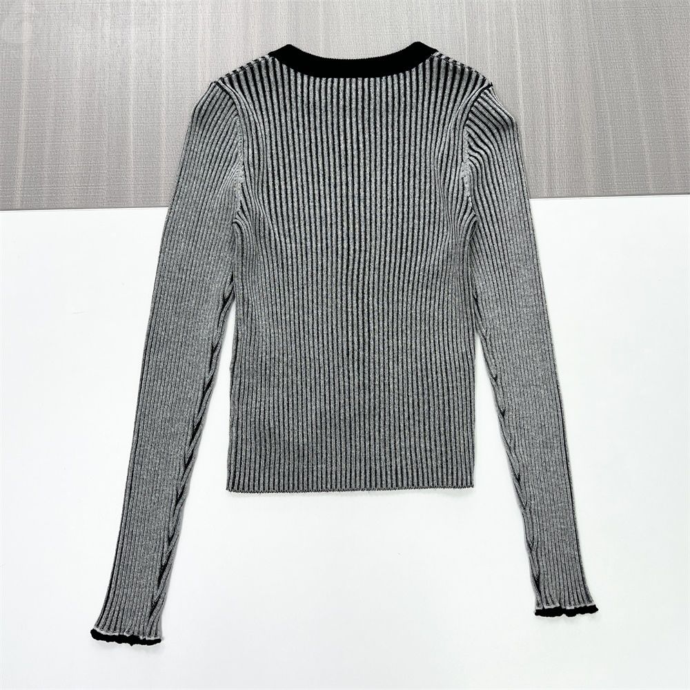 Женский вязаный кардиган на молнии в черно-серую полоску с графическим принтом - Стильная повседневная одежда на заказ