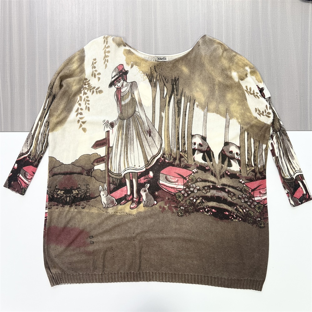 Женская вязаная туника с художественными иллюстрациями (дизайн в стиле фэнтези)