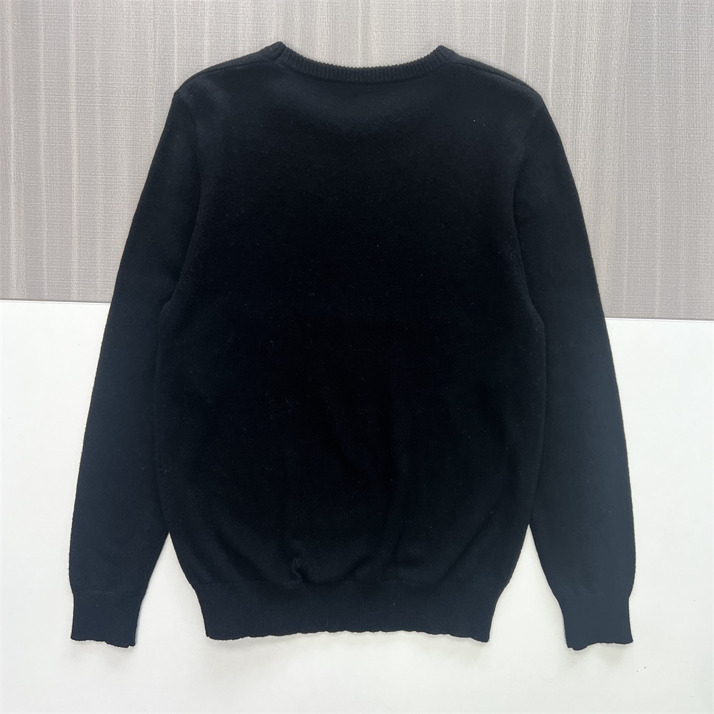 Женский черный вязаный свитер с круглым вырезом горловины (свободный крой, классический однотонный дизайн)