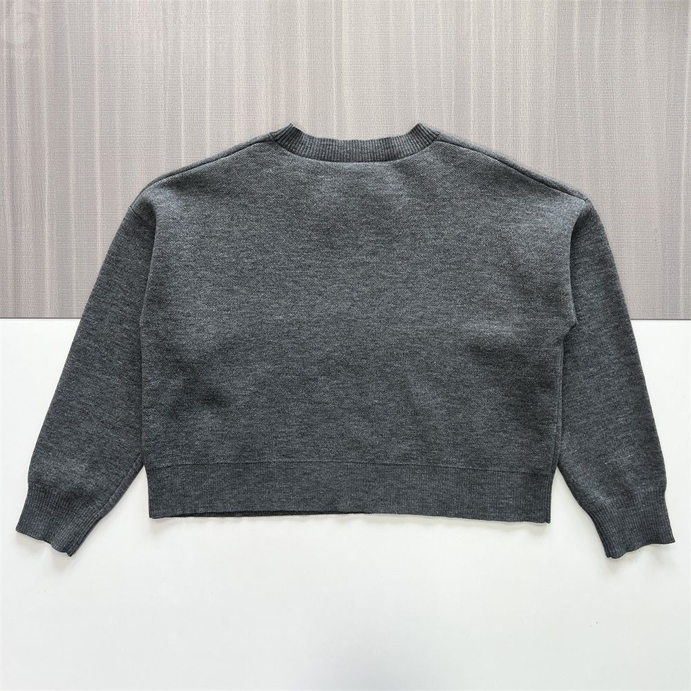 Женский укороченный вязаный свитер Heather Grey (круглый вырез, свободный крой оверсайз)